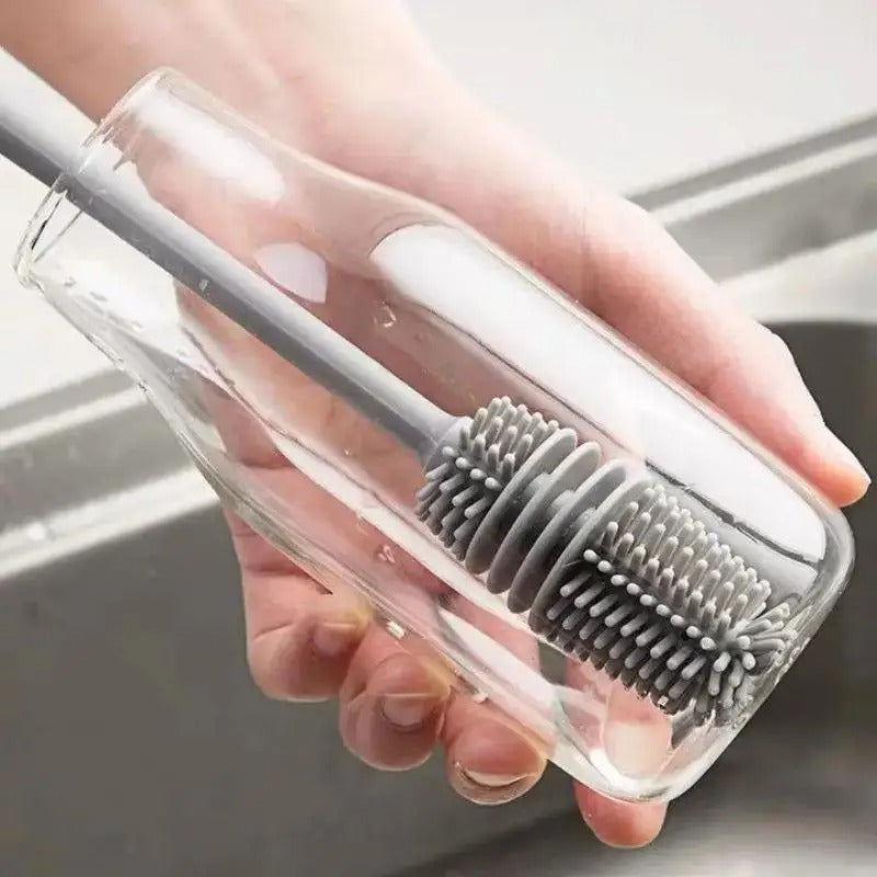 Silicone Milk Bottle & Cup Brush – Long Handle Glass Cleaner